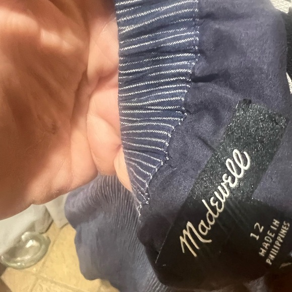 Madewell Blue Off-Shoulder Bishop Sleeve Mini Dress - Picture 7 of 10